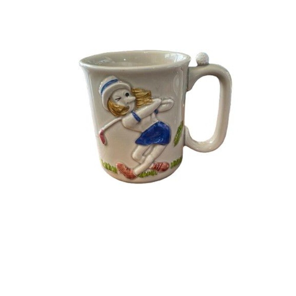 Enesco Collectible Mug Vintage 1978 Rare Womens Golf Swing Marked Enesco 1978